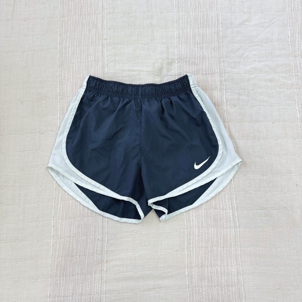 Nike Dri-Fit Running Shorts Womens S Navy Blue White Tempo Track Athletic